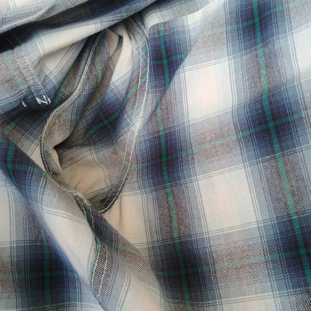 Pendleton Men Medium button down shirt 100% thick sturdy cotton blue plaid - Picture 11 of 14